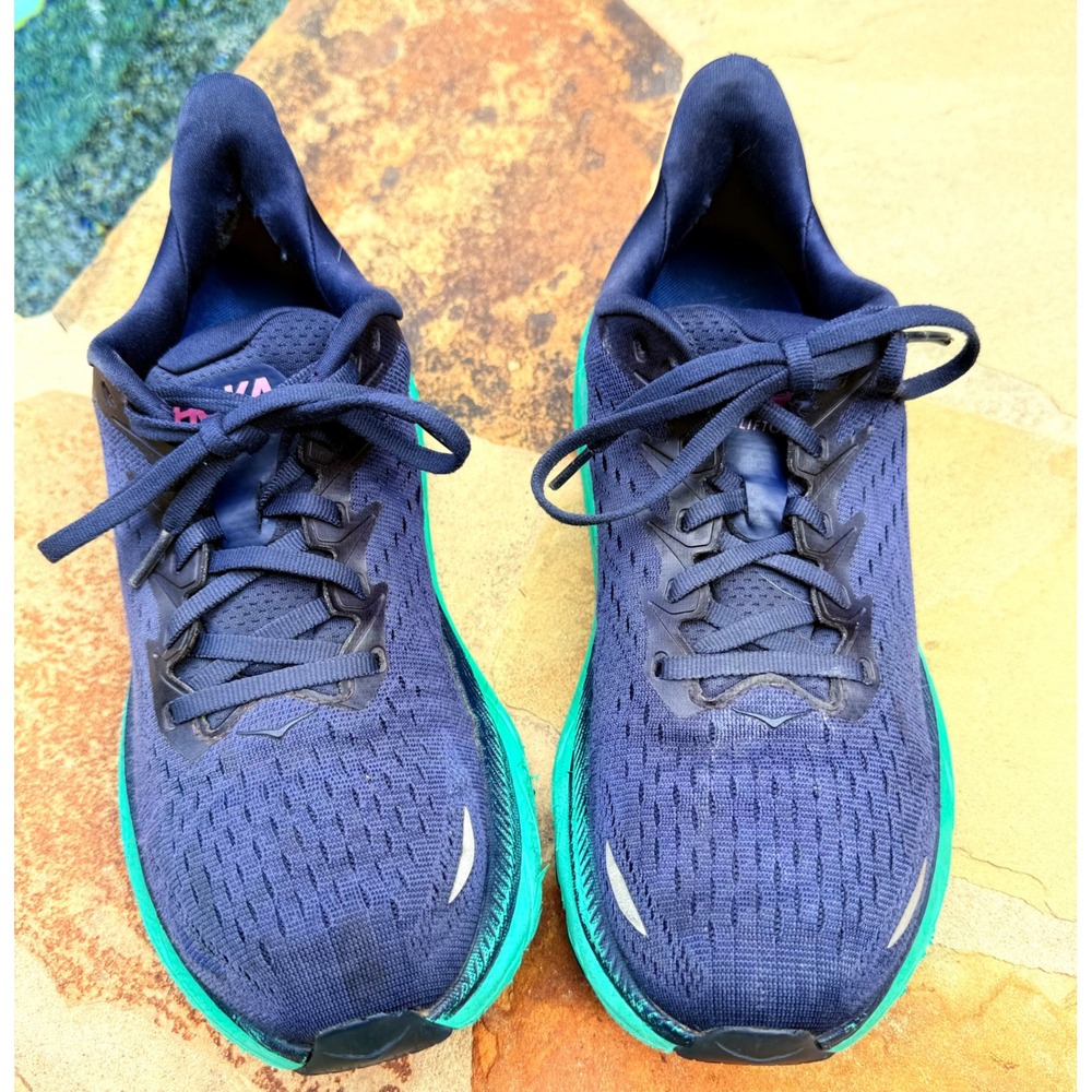 HOKA Clifton 8 Women's Running Shoes Size 9B Navy Teal Pink